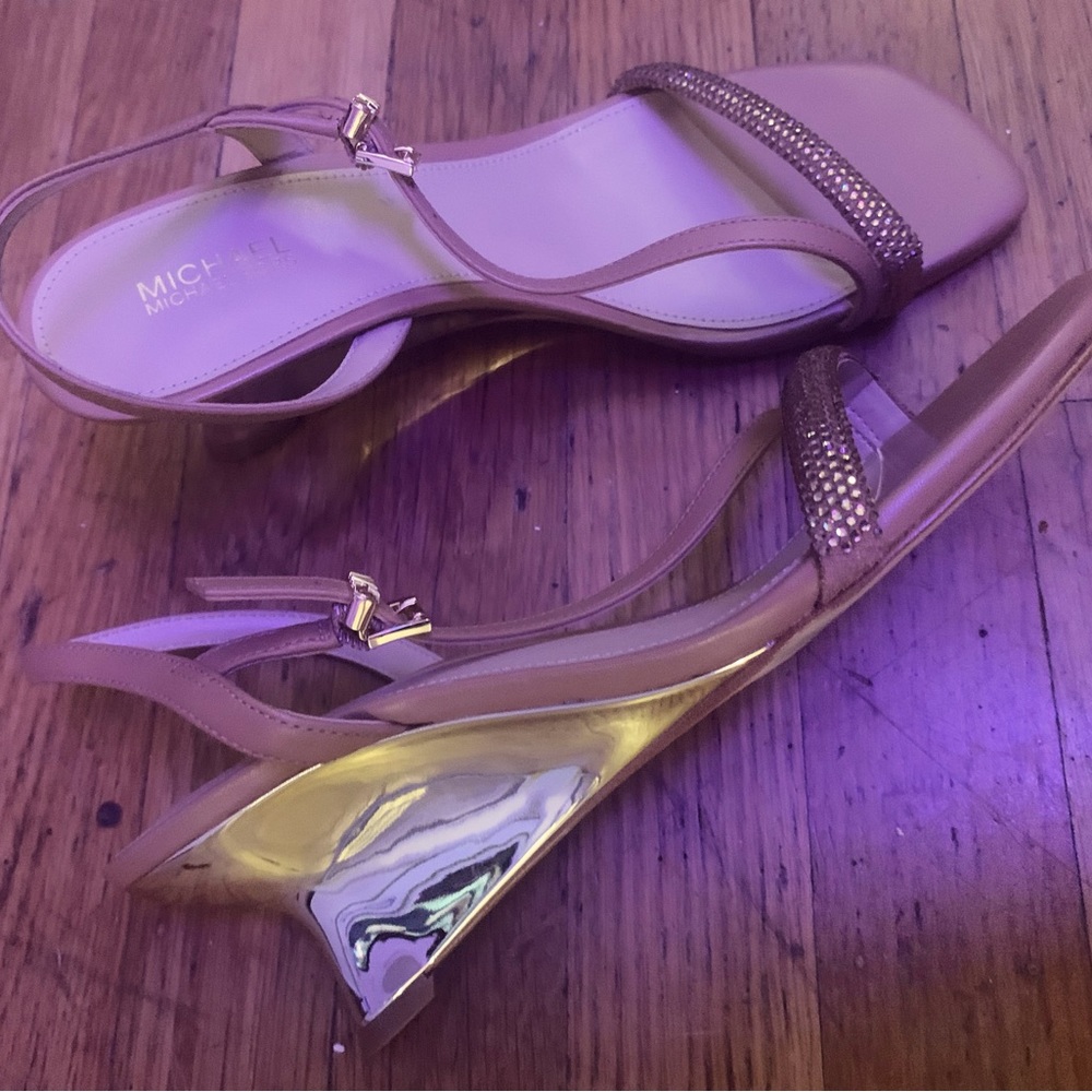 Michael Kors gold wedge heel